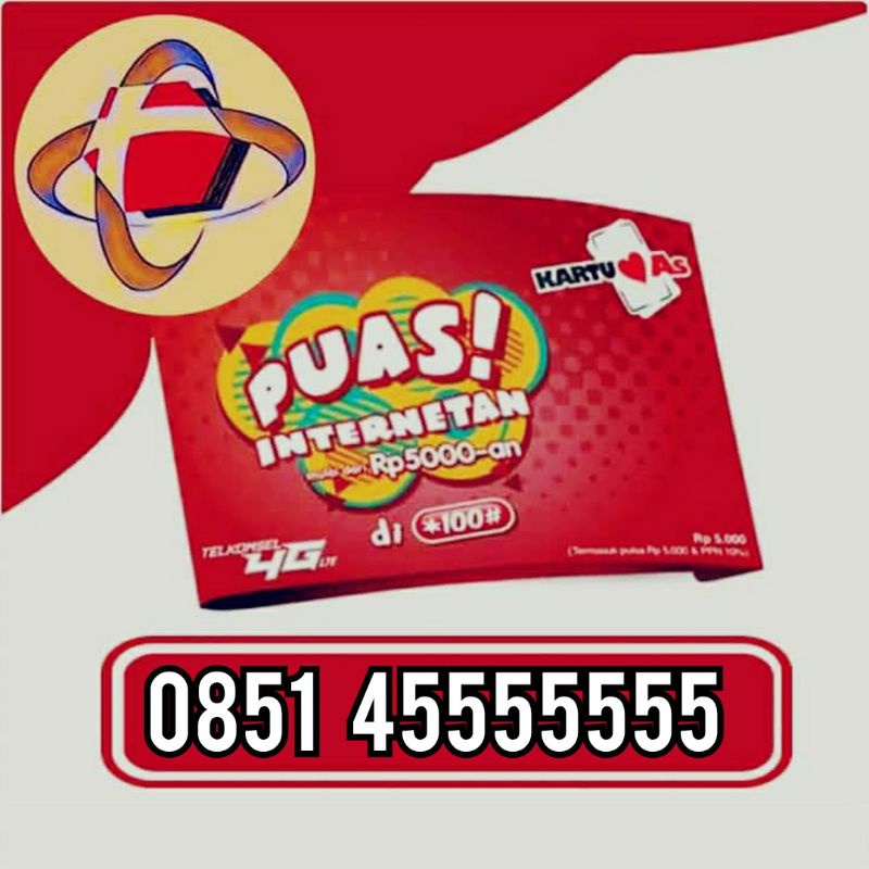 nomor cantik kartu perdana as 4lte angka rapi 0851 4555 5555