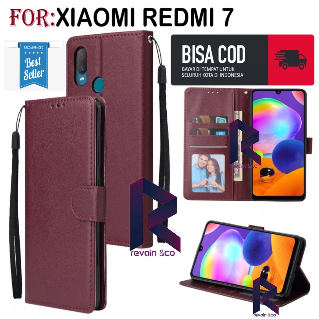 FLIP COVER XIAOMI REDMI 7 FLIP WALLET LEATHER KULIT PREMIUM SARUNG BUKA TUTUP KESING HP FLIP CASE XIAOMI REDMI 7