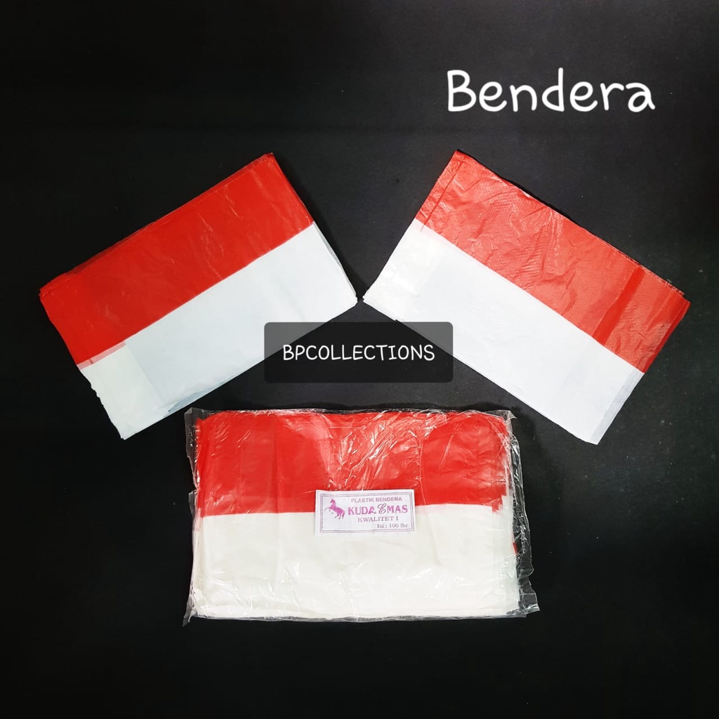 10PAK 1000pc BENDERA  PLASTIK  MERAH PUTIH TANPA TALI HUT RI 