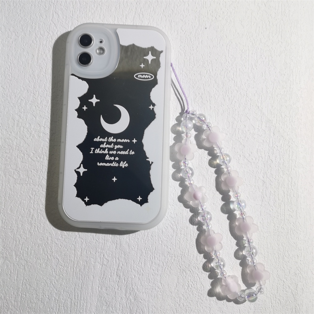 Ins Tali Lanyard Motif Bunga Ungu Aksen Mutiara + Manik-Manik Akrilik Anti Hilang Untuk Aksesoris Handphone