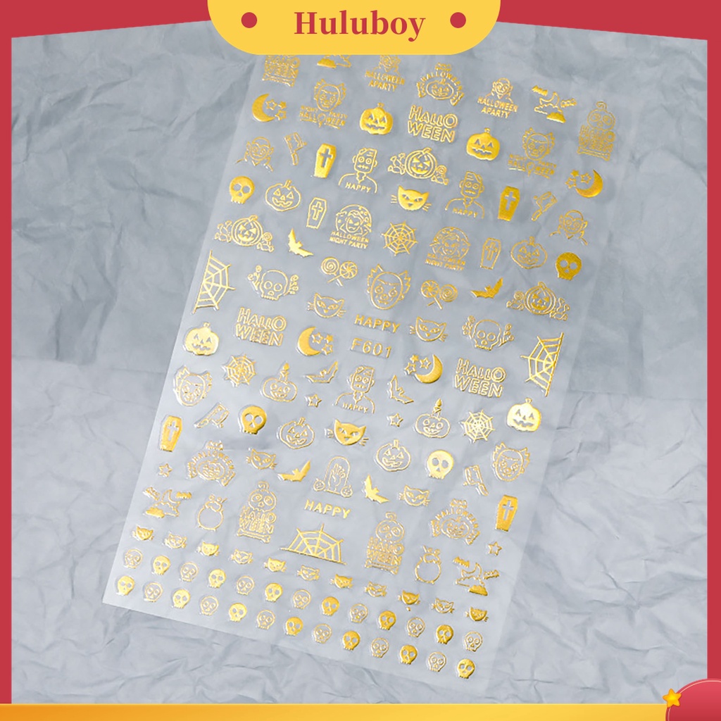 Huluboy Huluboy♡ 1 Lembar Stiker Kuku Motif Halloween Untuk Nail Art