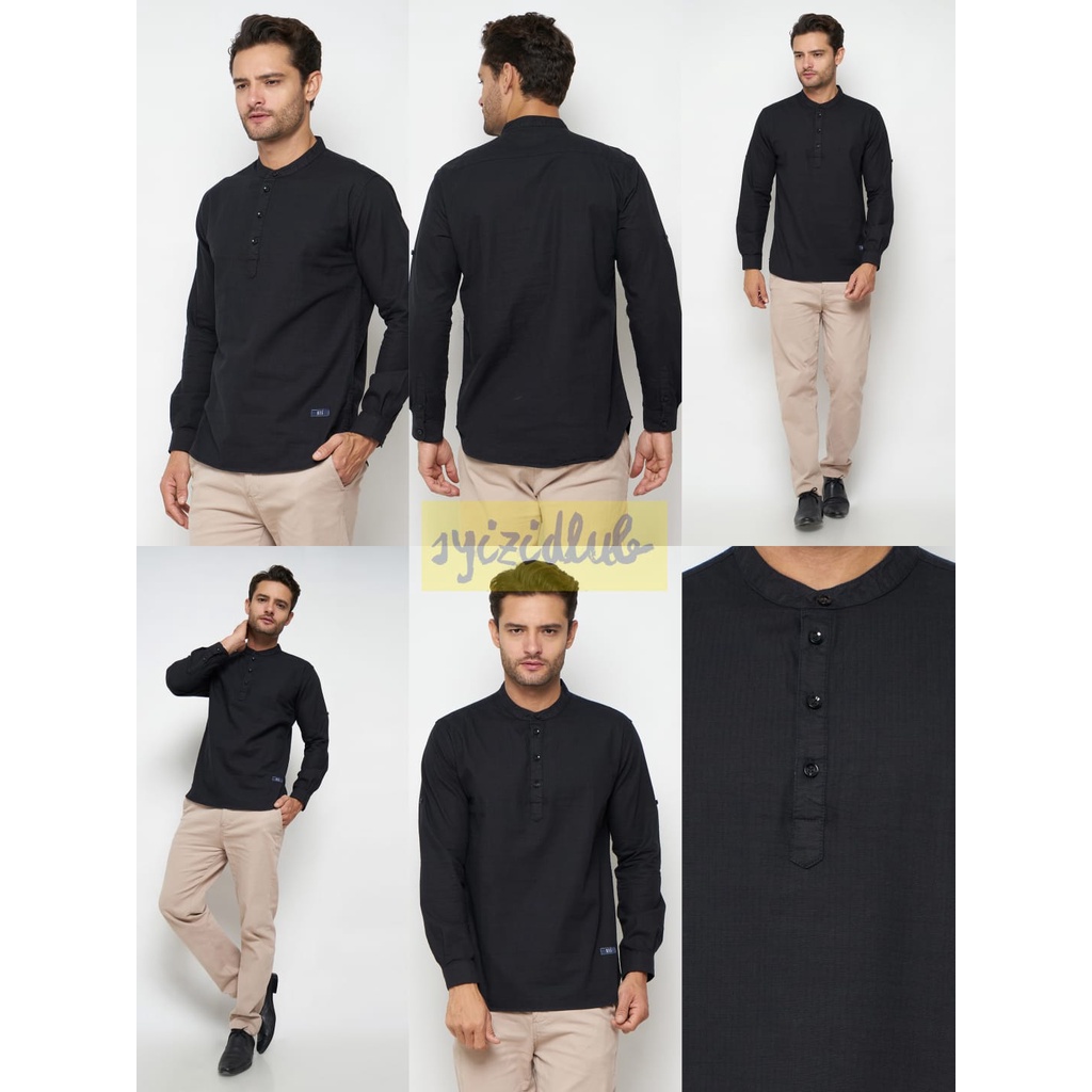 MAG Fashion Kemeja Koko Pria Lengan Panjang Katun Cigarette - Baju Koko Cigarette Basic Polos MURAH