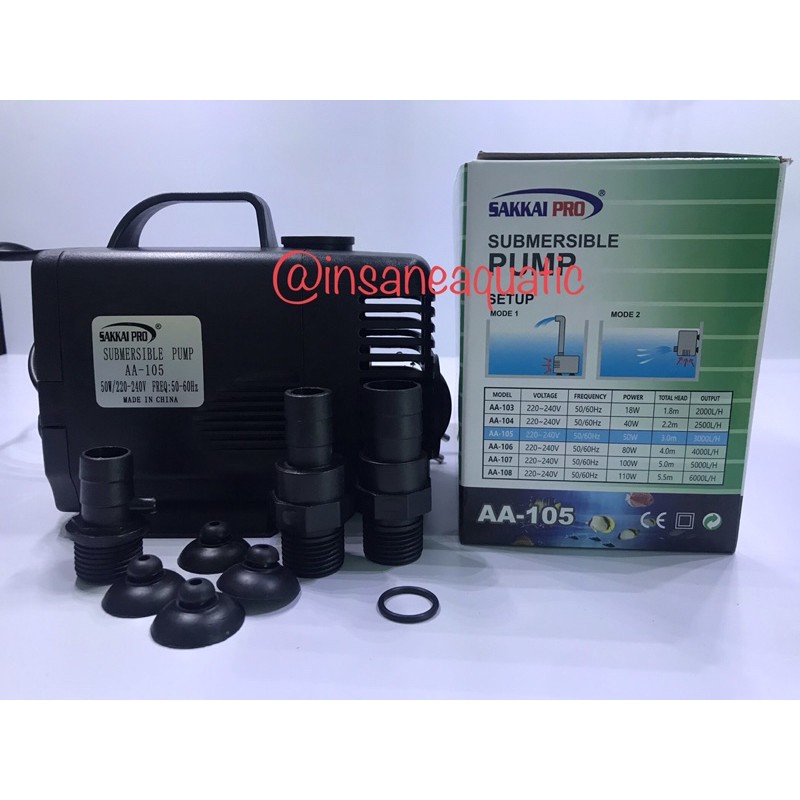 Lovemiauw Mesin Pompa Aquarium Kolam Sakkai Pro Aa-105