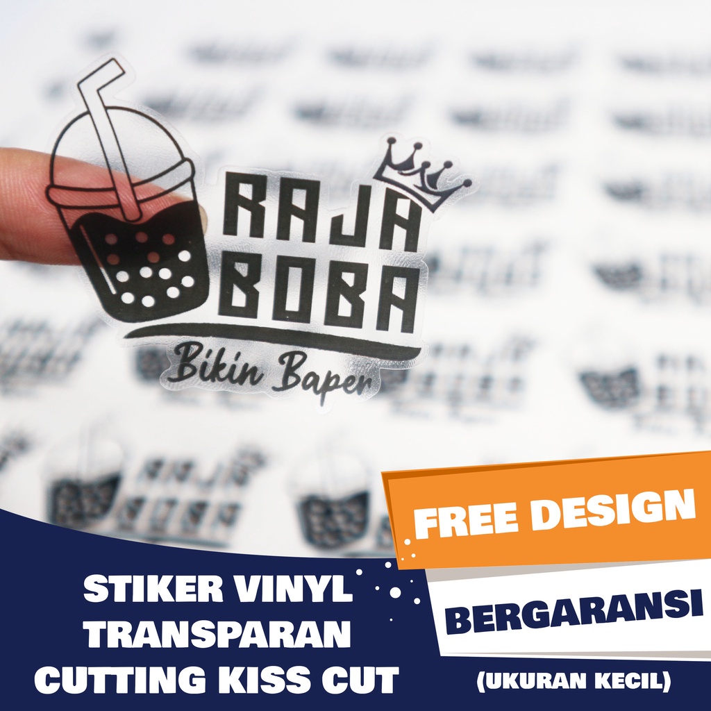 

Cetak Stiker Vinyl Bening Label Sticker Anti Air Transparan Kemasan Nama Logo Olshop Makanan Minuman - Ukuran Custom