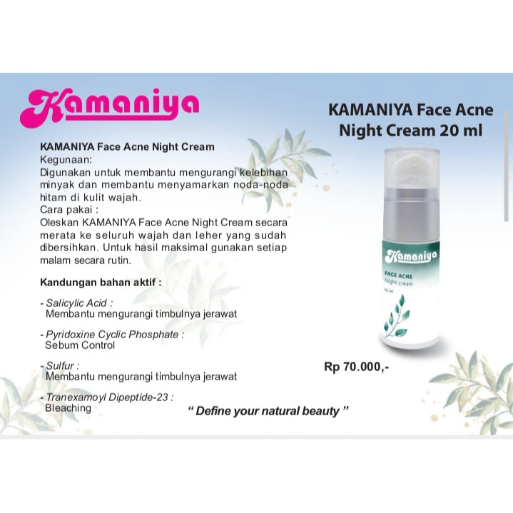 Kamaniya Acne Night Cream (20ml)