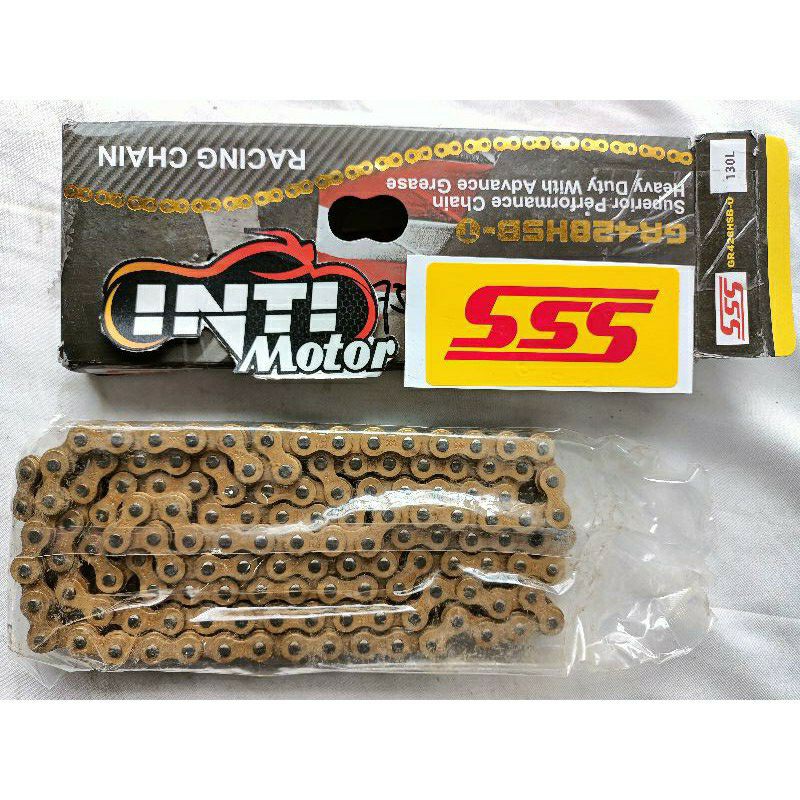 Rantai SSS 428 H GOLD EMAS 428 HSBT panjang 130 cham chain berkualitas RANTAI SSS 428H 130 MOTOR