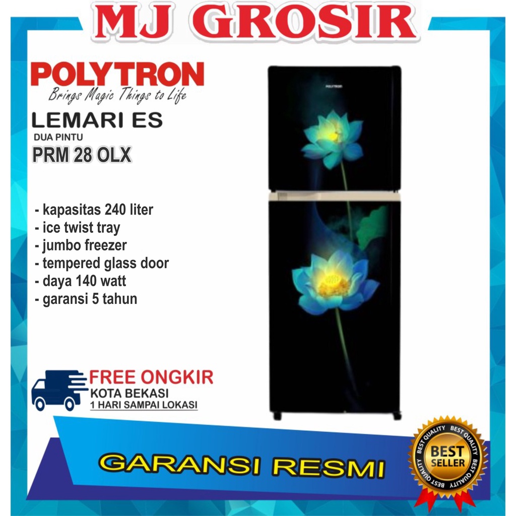 KULKAS POLYTRON PRM 28 OL LEMARI ES 2 PINTU PRM28OL BELLEZA