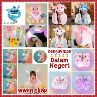 TOPI TIK TOK Led Karakter Bunny Hat Stitch Unicorn Melody 