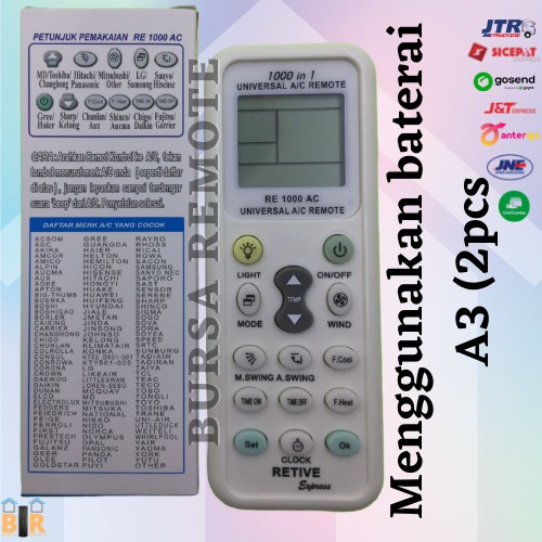 Remot / Remote AC Multi Universal 1000 in 1 untuk berbagai merk AC (panasoni, LG, Samsung, dll)