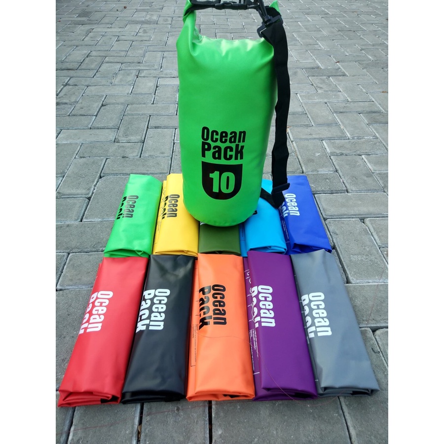 【COD】 Ocean Pack` Dry Bag 10 Liter` DryBag Waterproof 10L` Tas Kantong Anti Air 10 L` Diving Snorkling Renang Hiking Camping Traveling