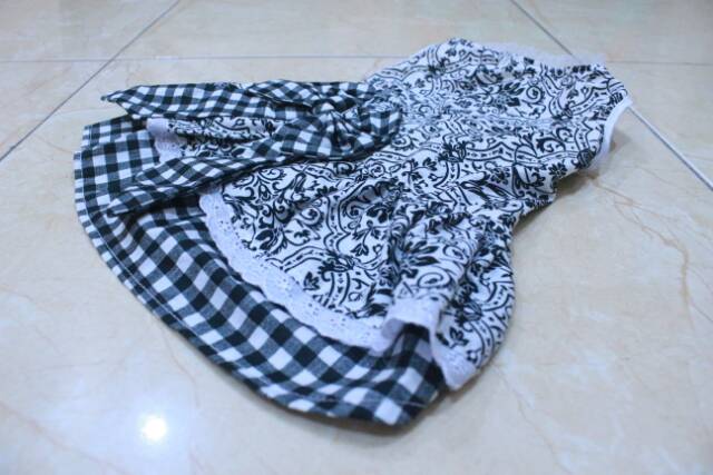 Dress batik hitam variasi kotak-kotak lucu untuk kucing dan anjing size S M L XL