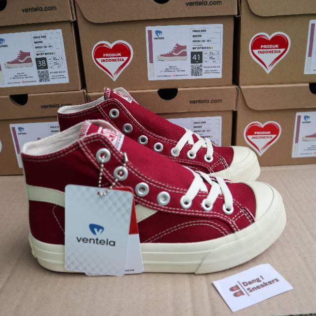 Sepatu Ventela Public Hi Maroon sneakers merakyar sale murah-1