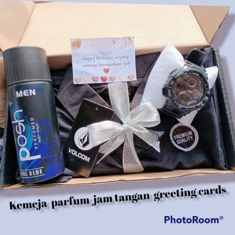 

Hampers Kemeja, jam tangan dan parfum kado ulang tahun pria dewasa kado amak remaja, gift box ulang tahun, Anniversary, wedding, graduation idul fitri