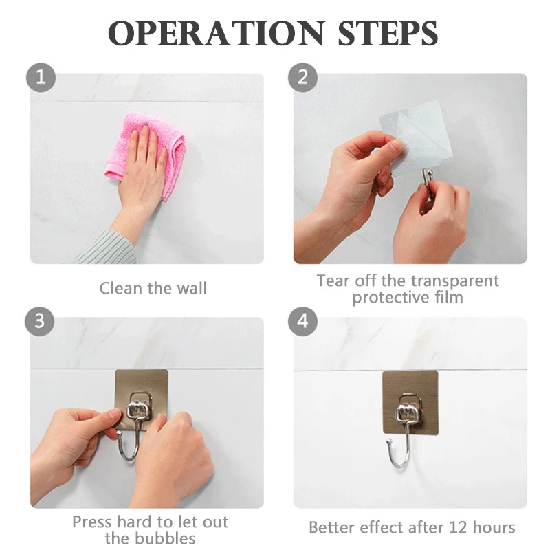[Grosir] Dapur Stainless Steel Dinding Lebih Besar Kait Mulus Pel Kamar Mandi Tirai Batang Bebas Paku Suction Cup Holder Self Adhesive Storage Hooks/