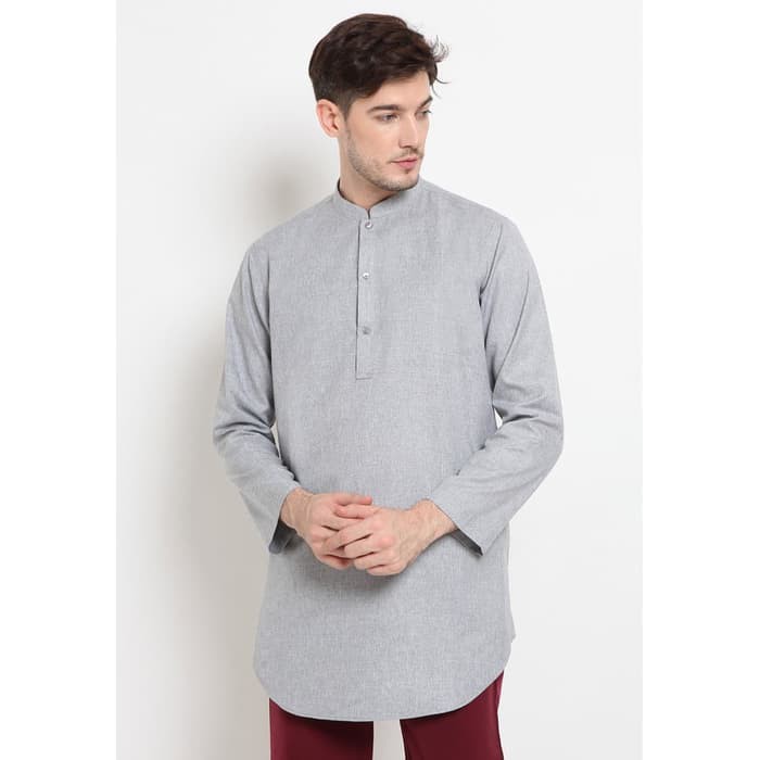 Jobb pasha baju koko pria kurta lengan panjang grey