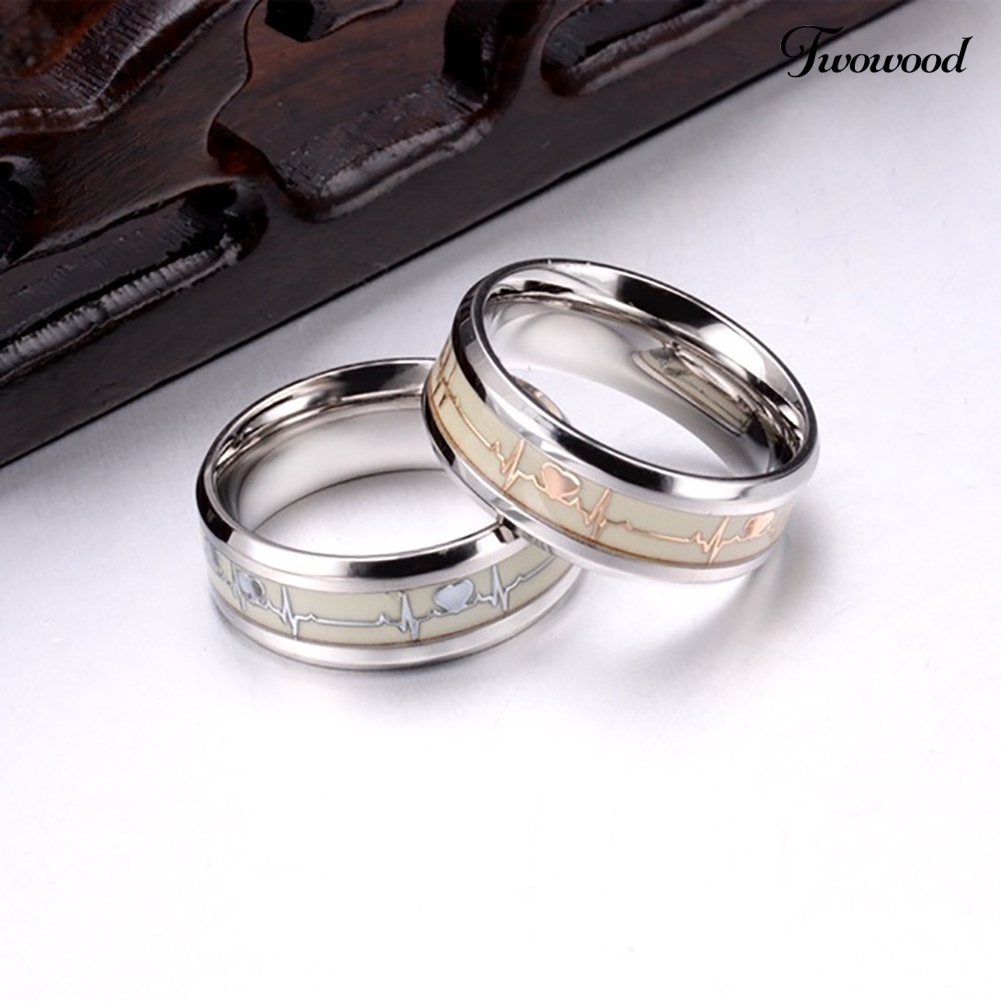Cincin Luminous Motif Detak Jantung Untuk Pasangan