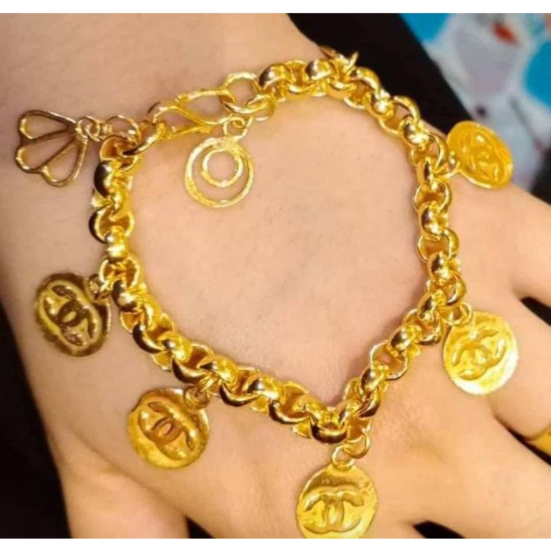 gelang belitung emas lapis, gelang channel warna emas 999