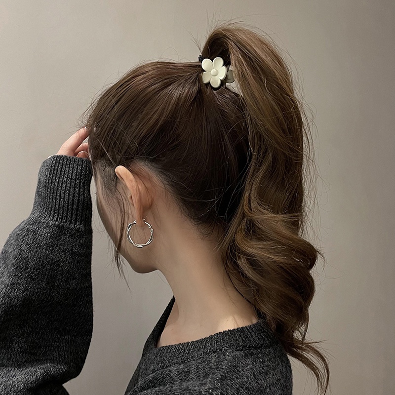 Vintage Warna solid Bunga Jepit Rambut ponytail Tinggi Tetap Ambil Klip Korea Hiasan Rambut