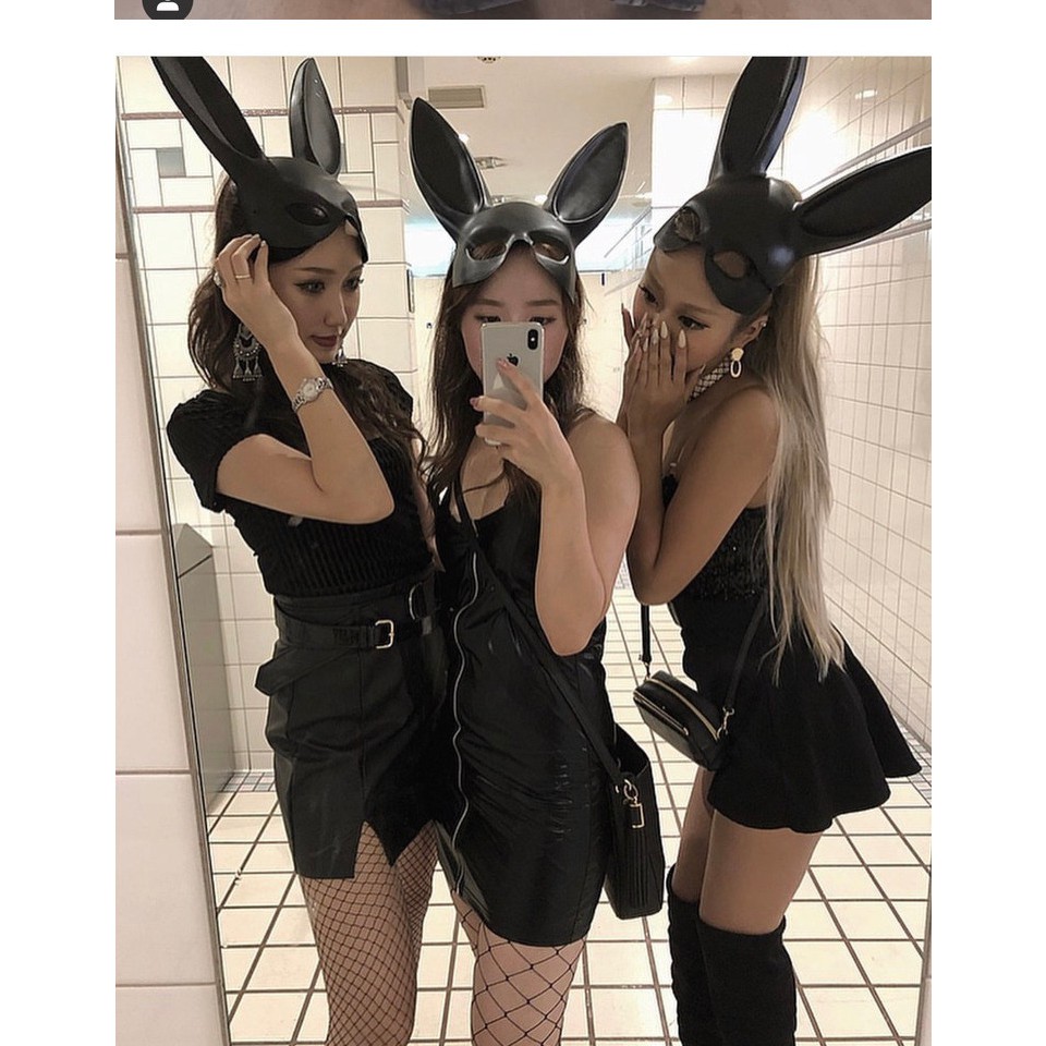 Topeng Pesta Telinga Kelinci Setengah Wajah - Rabbit Ear Mask Bunny Sexy Girl Party Playboy