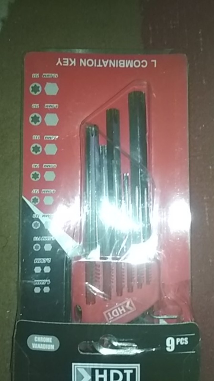 Hdt Kunci L Set Panjang Kombinasi Kunci L Bintang Lubang 9 Pcs 1.5 Mm