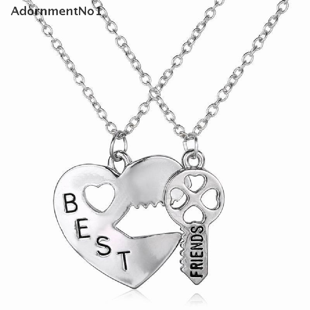 (AdornmentNo1) Kalung Rantai Dengan Liontin Hati + Kunci + Tulisan Best Friends Untuk Wanita