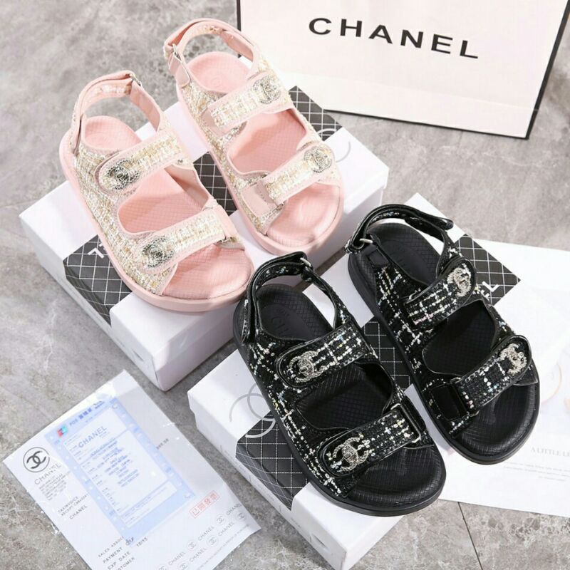 Chanel Dad CC Tweed Sandals (Pls baca deskripsi lengkap)