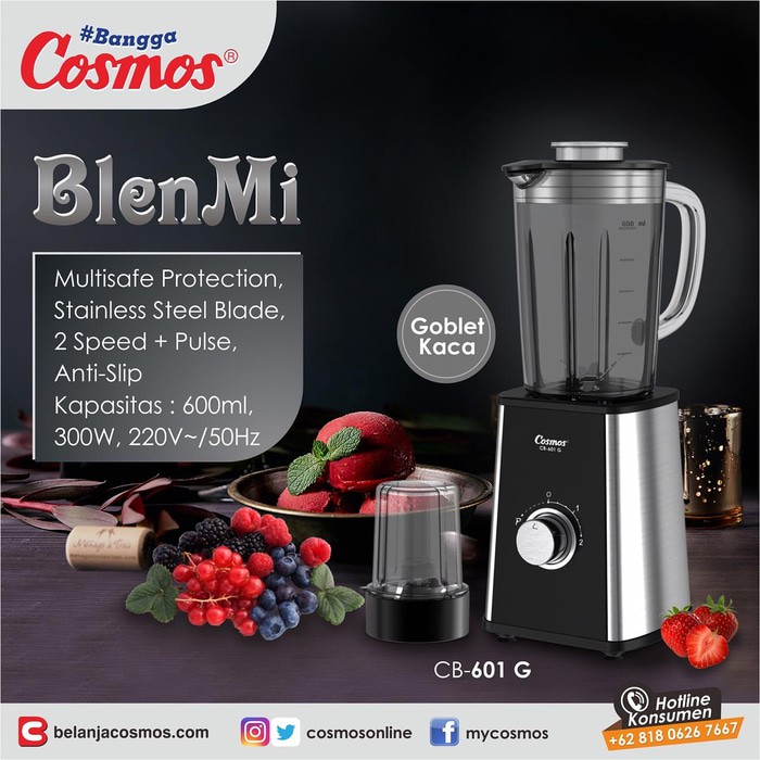 Blender Cosmos CB-601 G Stainless 0,6 Liter 300 Watt Murah