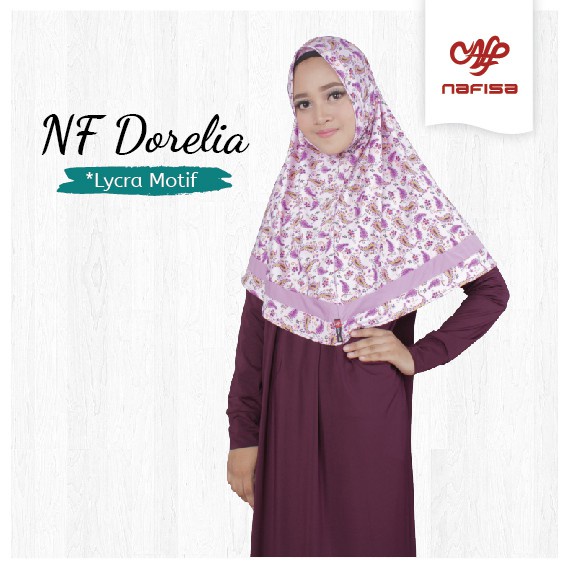 Jilbab Instan Nafisa DORELIA | Hijab Instan Motif Non Pad Kerudung Instan Motif Tanpa Bergo Model Sedang Simple