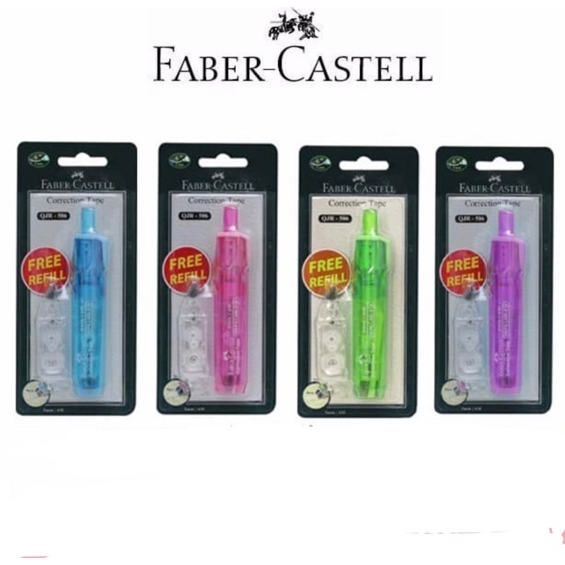 ( Ecer ) FABER CASTEL - CORRECTION TAPE - REFILL - TIP EX / TIPEX KERTAS FREE REFIL SET - HIGHLIGHTER PEN STATIONERY SET