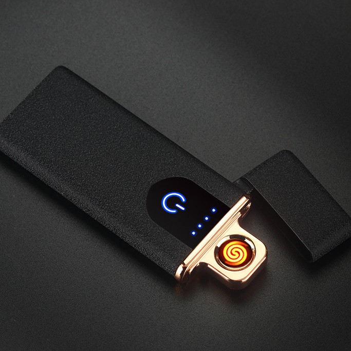 Best Seller Korek api elektrik usb dapat dicharger fingerprint LED rechargeable electric lighter