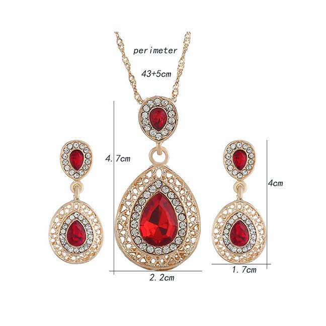 LRC Perhiasan Set Fashion Waterdrop Shape Decorated Jewelry Sets