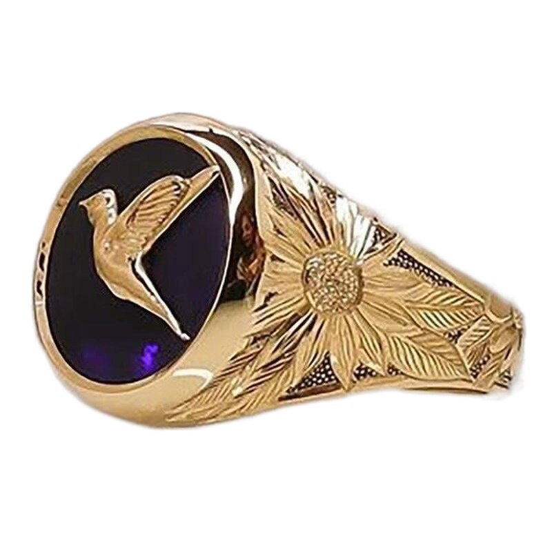 Trendy Luxury Jewelry Peace Dove Bird  Style Hot Sale Flower Ring Gothic Rings for Men Couple Wedding Rings Mens Rings jewelry