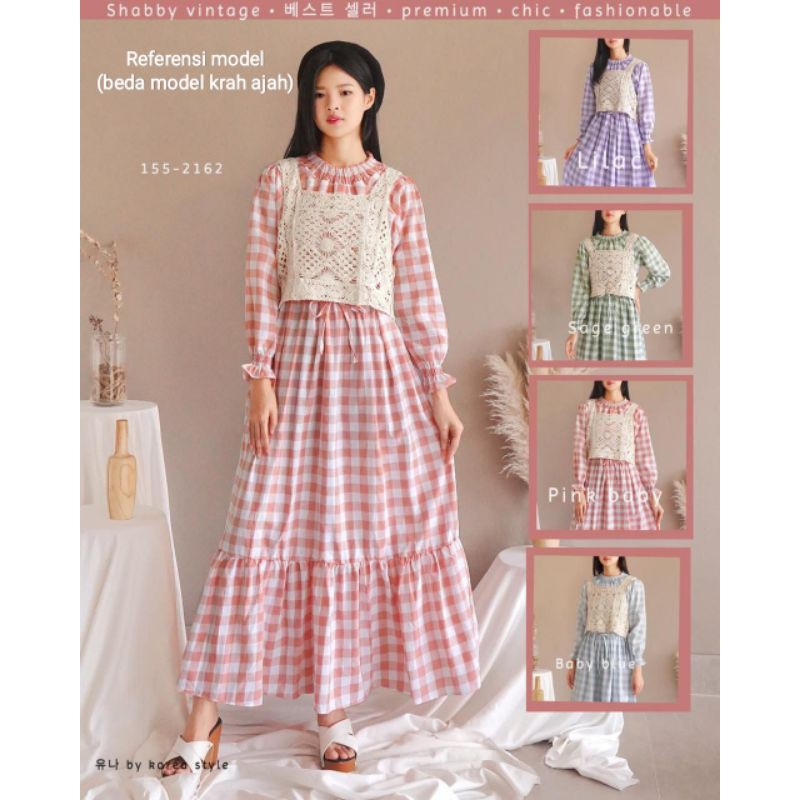 YUNA FASHION Dress Gingham Rompi Etnik