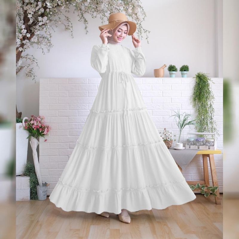 Gamis ceruty putih polos / gamis putih / gamis susun / gamis remple / gamis ceruti putih/ baju putih