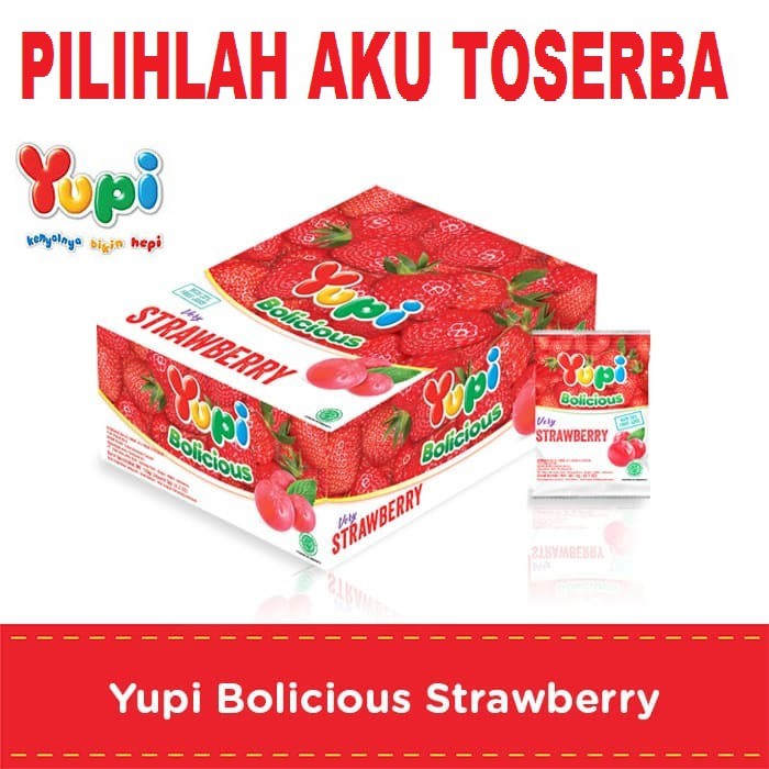 YUPI Bolicious STRAWBERRY BOX isi 24 PCS - ( HARGA PER BOX )