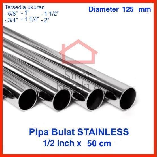 

1/2" inch x 50 cm Pipa Bulat Stainless 125 mm 1,25 cm Gantungan Baju Best Seller