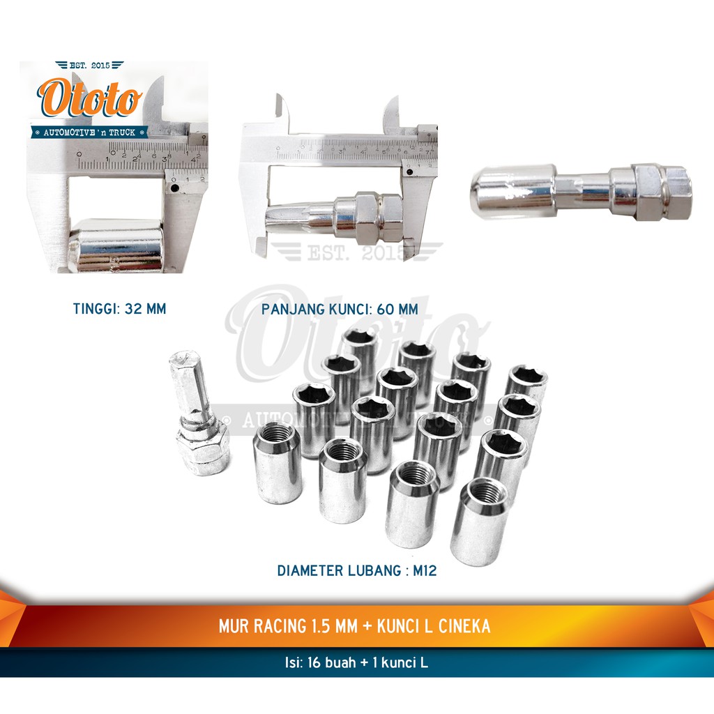Mur Racing 1.25mm 1.5mm Kunci L Cineka - Mur Radial Baut Roda