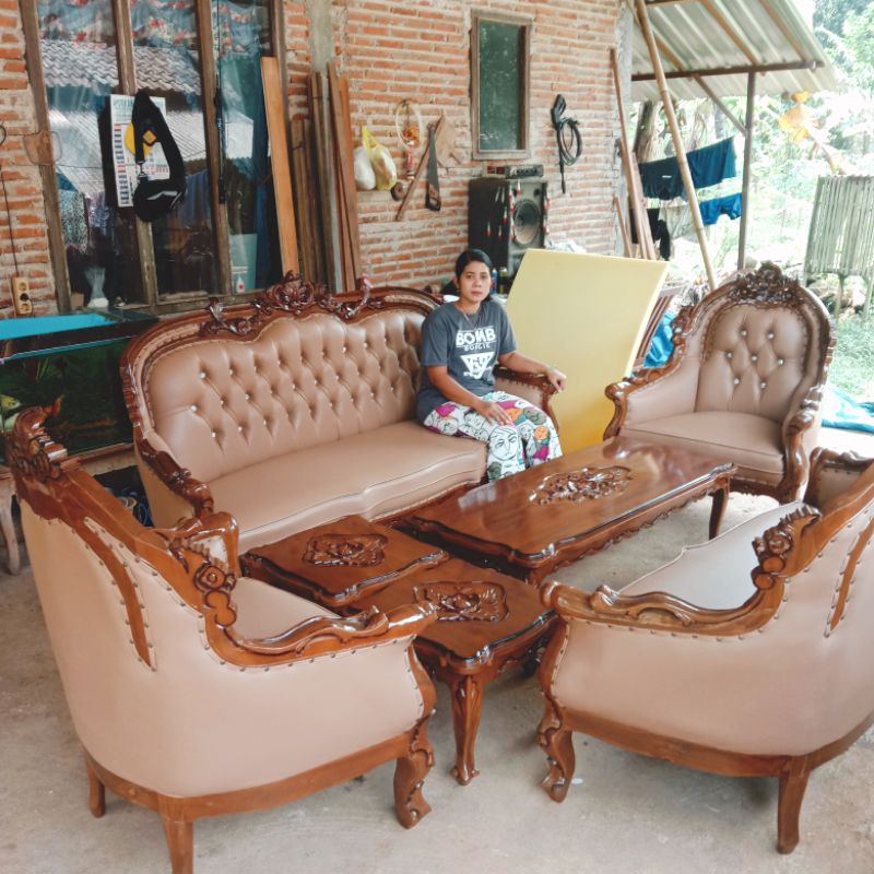 kursi tamu jati ukiran Virginia mebel Jepara