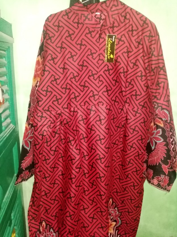 Batik Couple Keluarga Sania Ruffle Ori Ndoro Jowi Dnt Motif Bata Merah