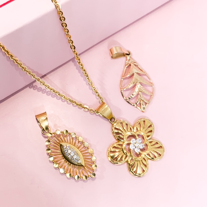 Liontin Kalung Bunga Daun Emas Kadar 375