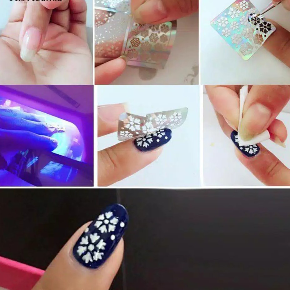 Stensil Kuku Hologram 1 Lembar Isi 6 Pcs / Nail Art Stencils Hologram