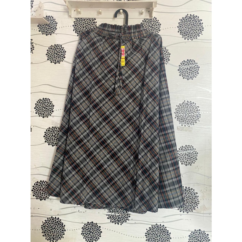 ROK FLANEL IMPORT PANJANG/ROK TARTAN/ROK KOTAK PAYUNG-At