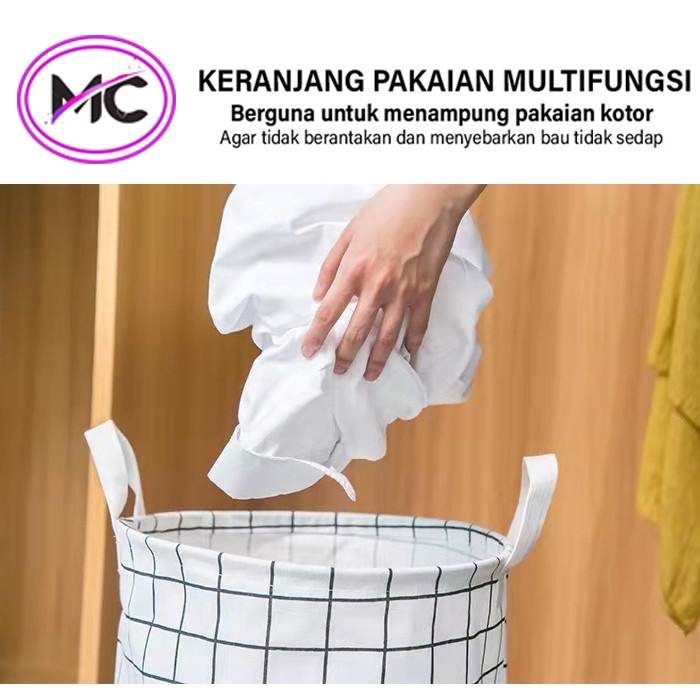 Laundry Bag Besar Keranjang Baju Pakaian Kotor Lipat Bahan Kain Kanvas Tempat Pakaian Serbaguna