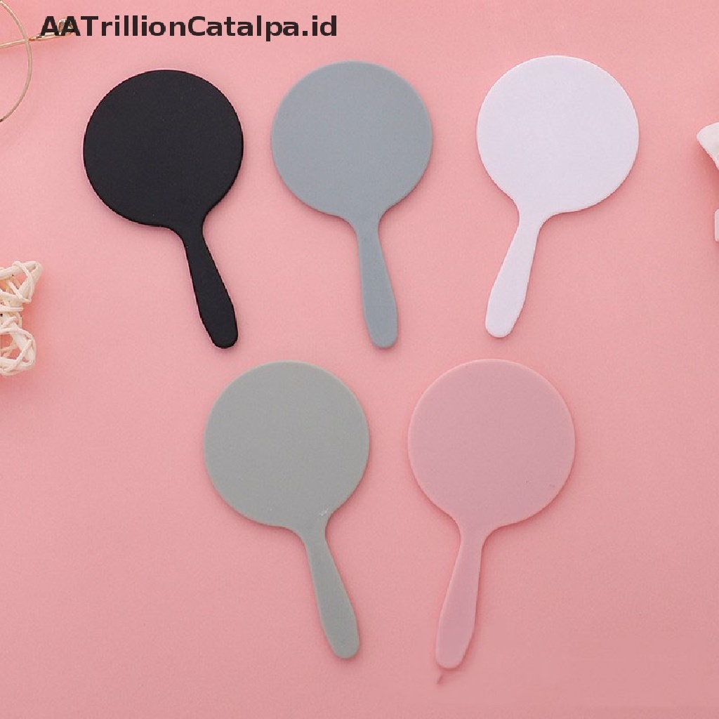 (AATrillionCatalpa) Cermin Makeup Bulat Dengan Gagang