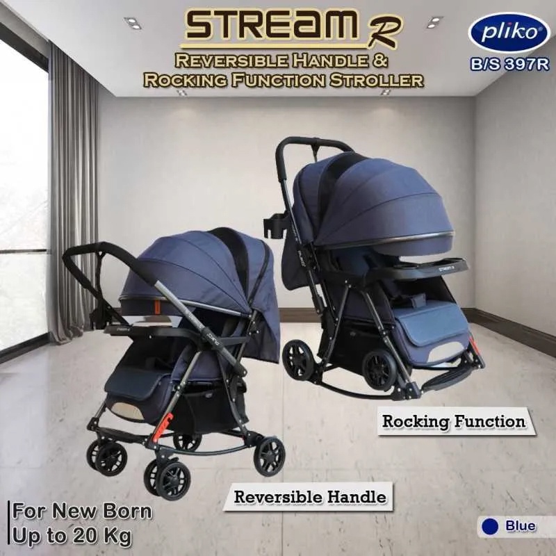 Stroller Pliko Stream R 397R Reversible Handle &amp; Rocking Function Kereta Dorong Bayi