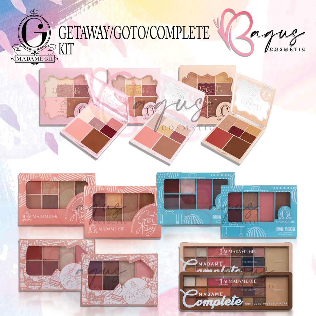 ⭐BAGUS⭐ MADAME GIE TO GO GETAWAY MAKE UP KIT |  Palet Beauty Complete Eyeshadow  Blush On Lip Stick