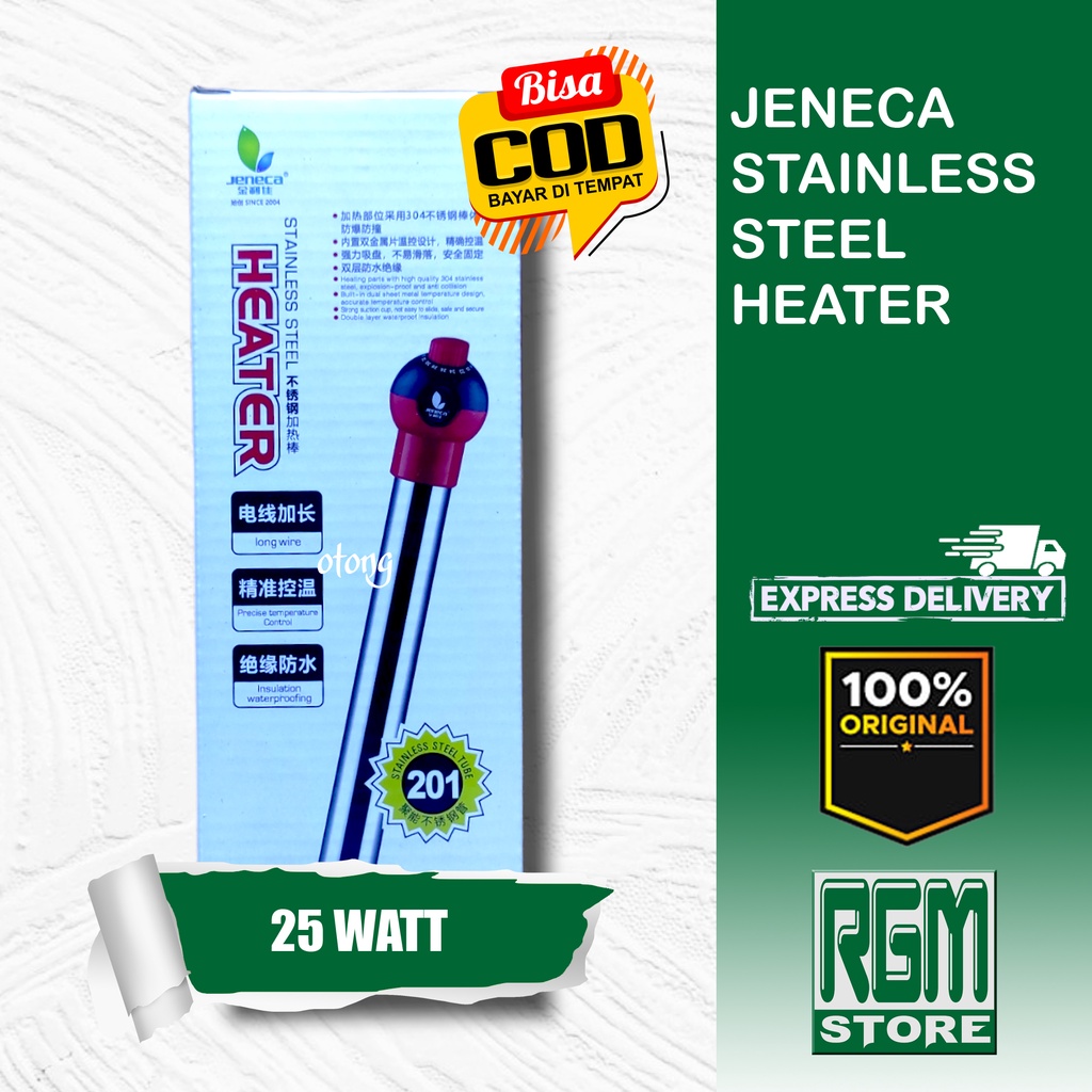 JENECA water heater stainless steel penghangat pemanas air aquarium 25 50 watt