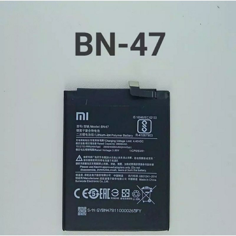 batre battery baterai Redmi 6 Pro Bn47 Original