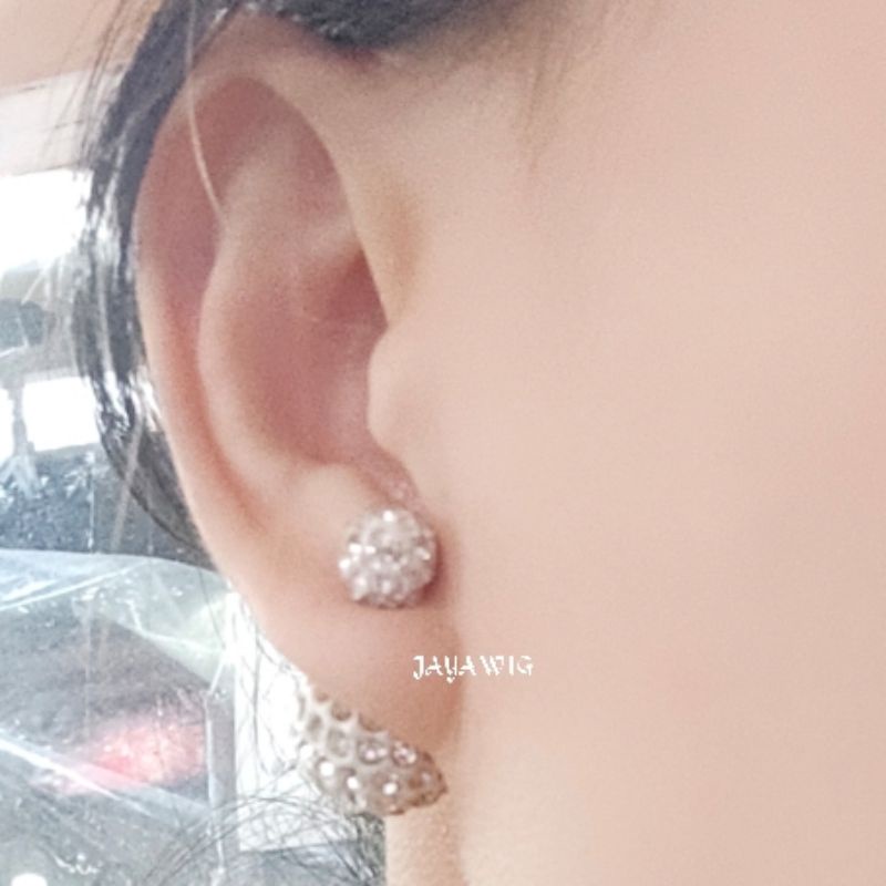 Anting Bulat Mata Mata Anting Tusuk Warna Silver