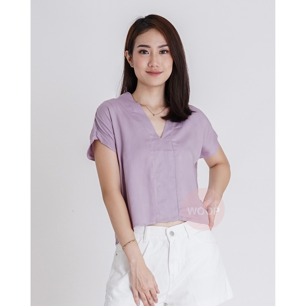 Casual V-neck Rayon Blouse premium Atasan Wanita